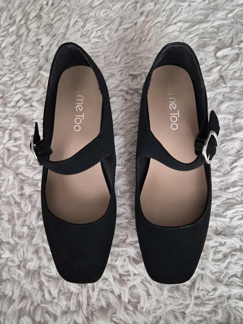 Me Too Black "Suede" Mary Jane Buckle Flats - Size 6 (Fits like 5.5)